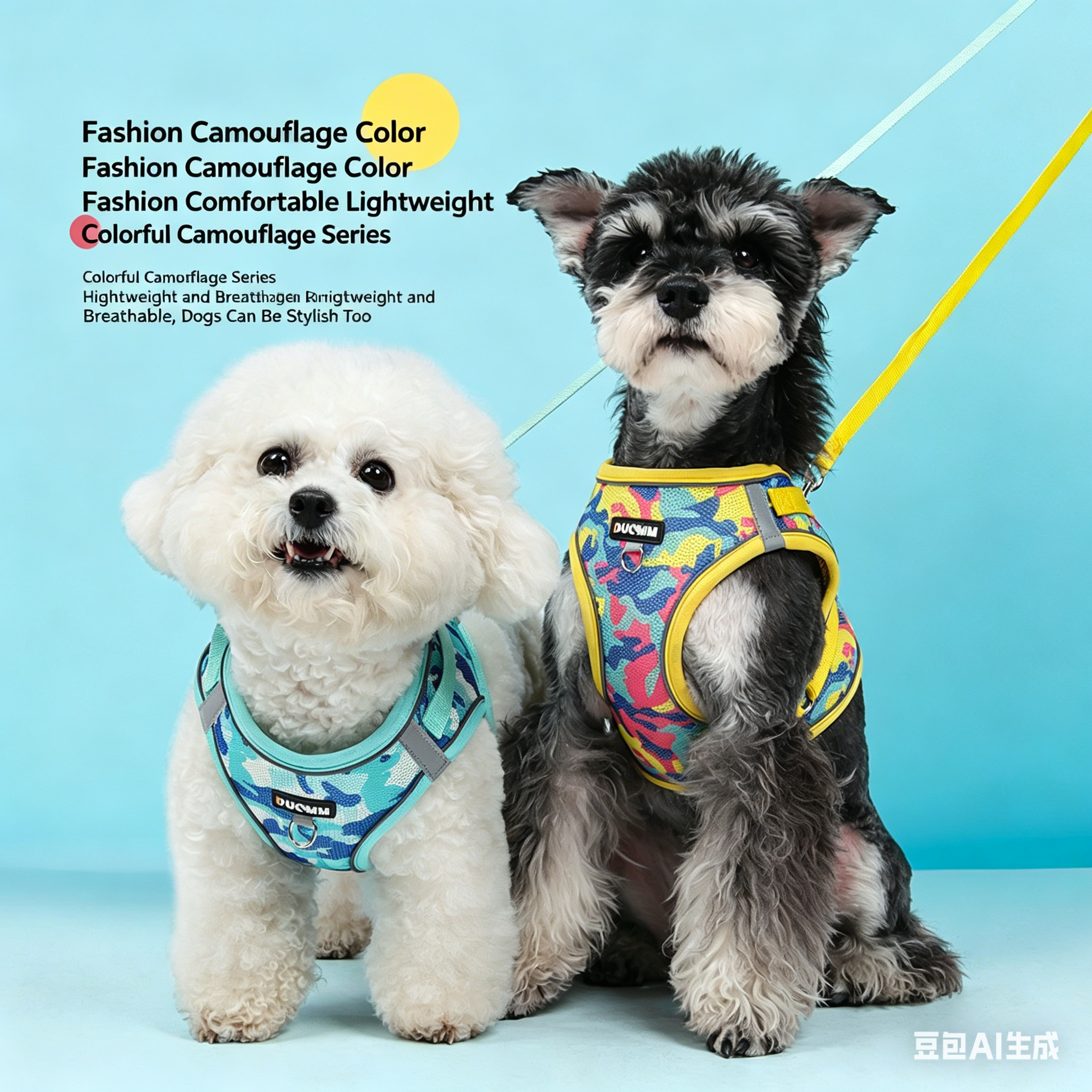 Reflective Camouflage Dog Harness and Leash Set for Small Dogs